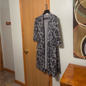 Lularoe Small w/Geometric Print Long Sleeve Open-Front Duster Cardigan w/Pockets